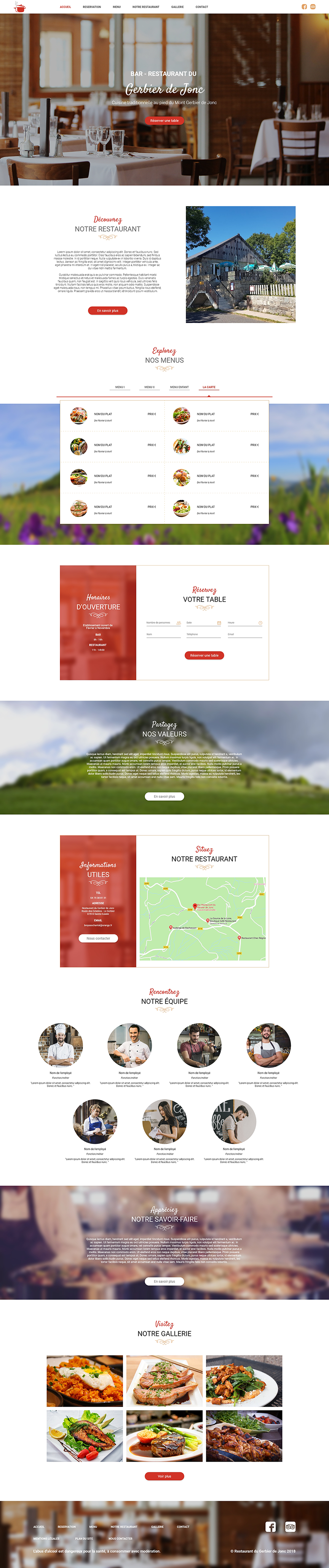 maquette de la page d'accueil du site