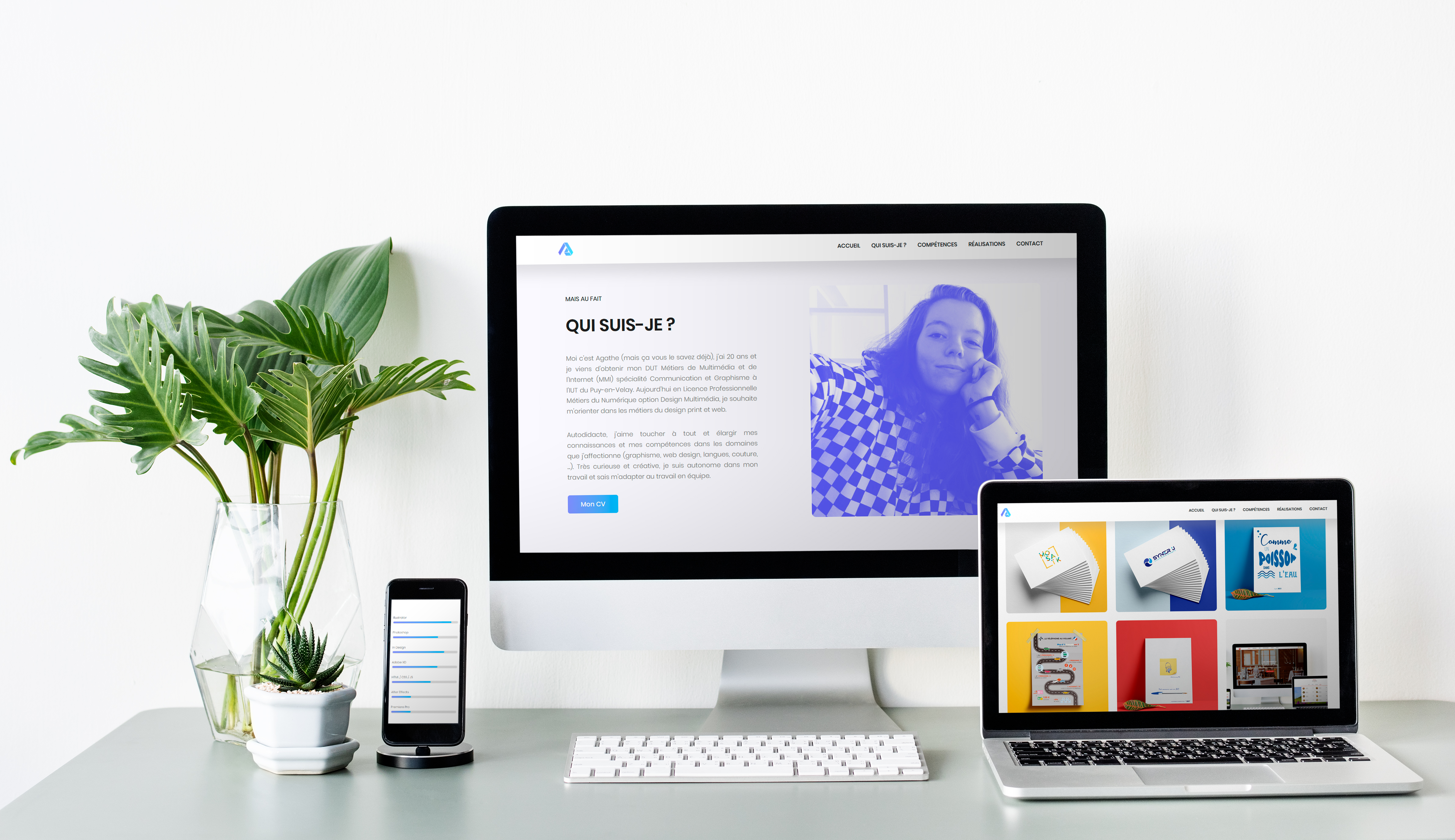 aperçu de mon portfolio sous plusieurs formes responsives